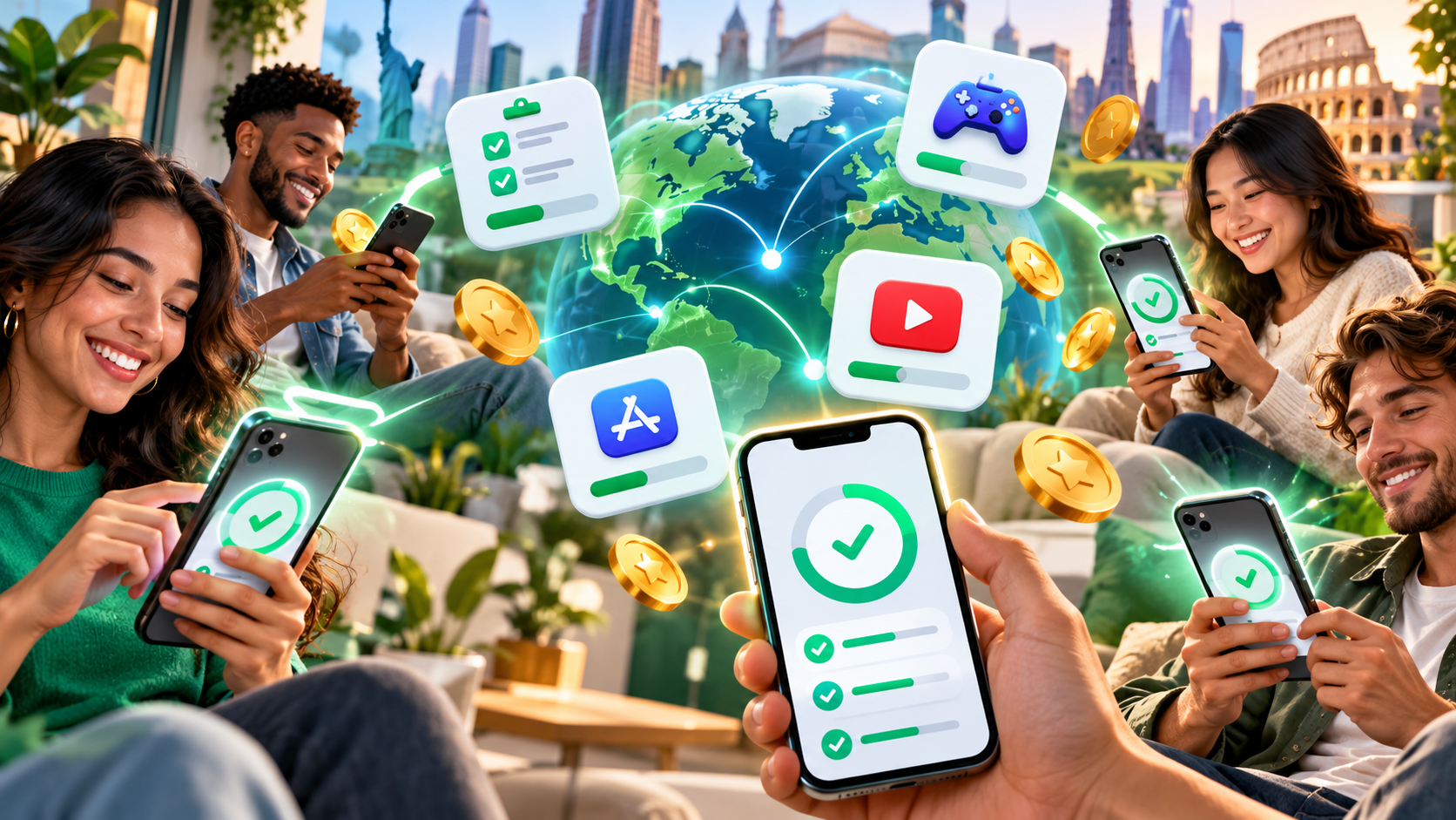Users complete tasks according to mobile steps