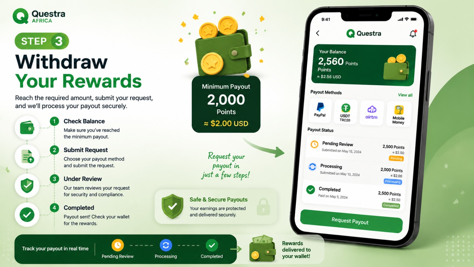 Follow wallet and review progress
